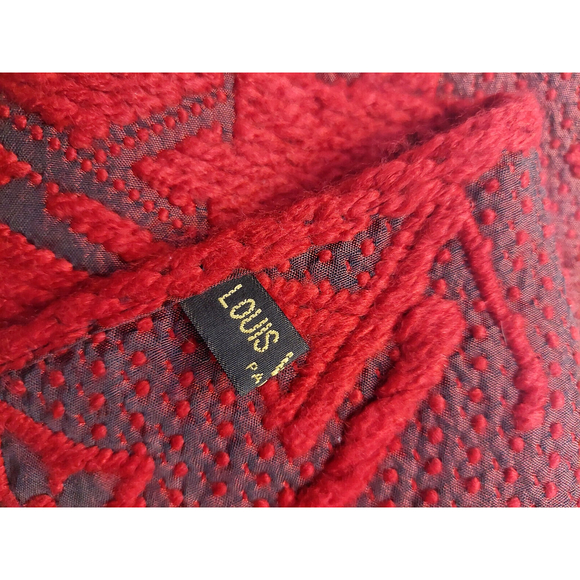 Louis Vuitton LV Monogram Logomania Dark Red Scarf Pre-Owned $635 - Picture 10 of 11